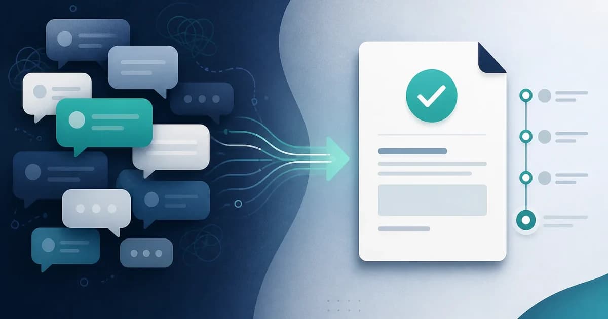 Scattered chat messages becoming one structured client approval record