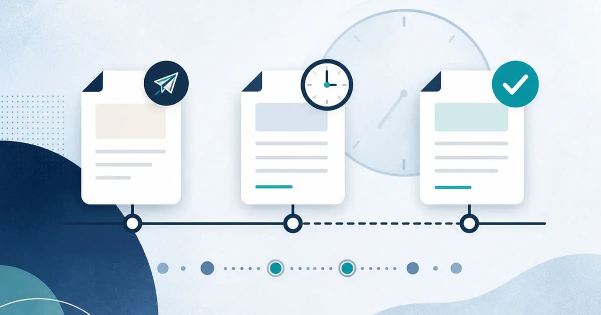 A client approval request moving through notice, deadline, and documented approval stages